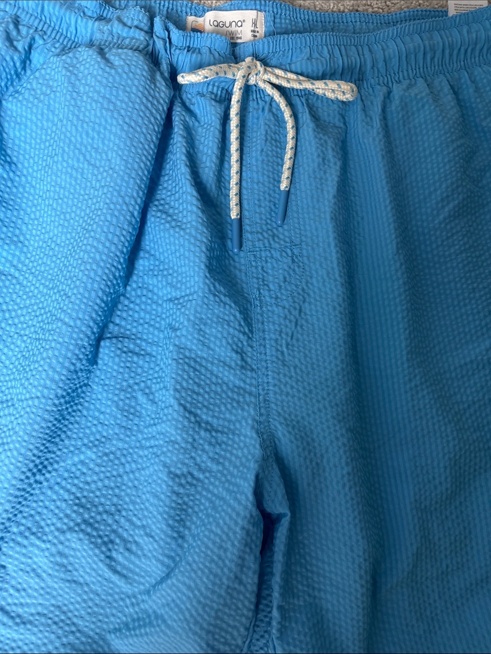 Men's Lightweight Athletic Shorts in Bright Blue with Drawstring - Picture 3 of 4